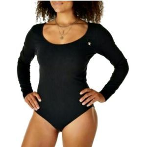 Champion Womens Medium Black Long Sleeve Bodysuit